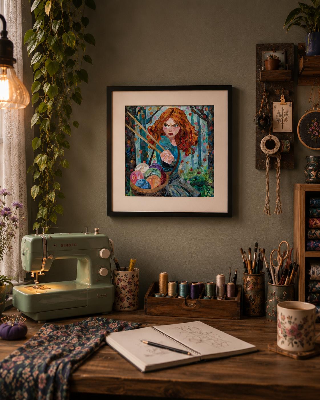Cottage Core Army Series "Rowan" 12x12 PRINT